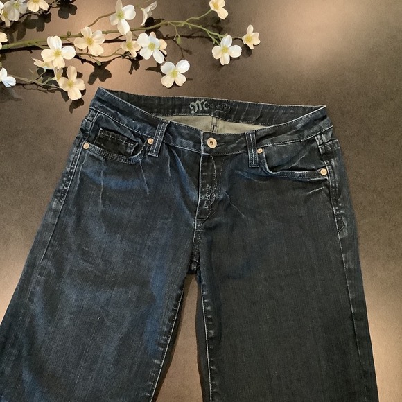 Miss Me Wide Leg Flare Jeans Lawrence Dark Wash Crackle Fade JP4531 Low Rise - Picture 8 of 16